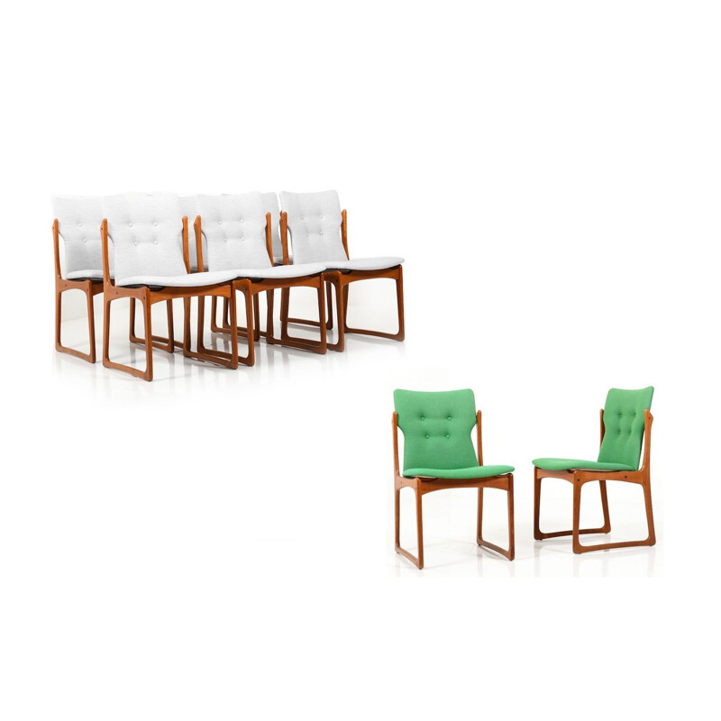 Set of 8 danish teak vintage dining chairs by Vamdrup Stolefabrik