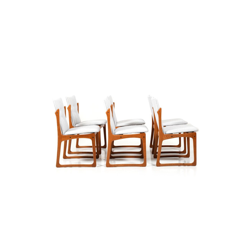 Ensemble de 8 chaises à repas danoises en teck vintage par Vamdrup Stolefabrik