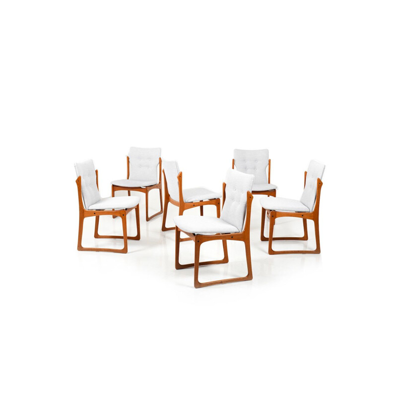 Ensemble de 8 chaises à repas danoises en teck vintage par Vamdrup Stolefabrik