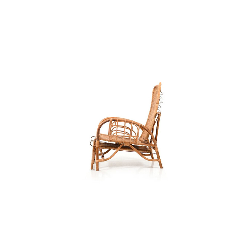 Vintage Deense bamboe chaise longue, 1960