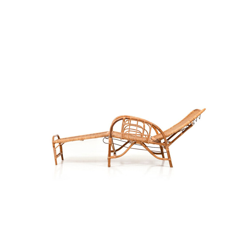 Vintage Danish bamboo chaise longue, 1960
