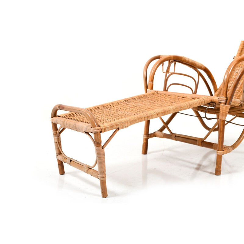 Vintage Danish bamboo chaise longue, 1960