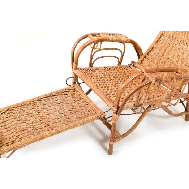 Vintage Danish bamboo chaise longue, 1960