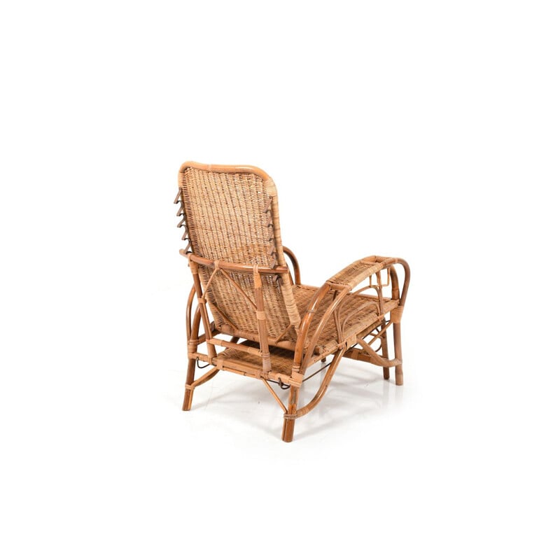 Chaise longue danoise en bambou vintage, 1960