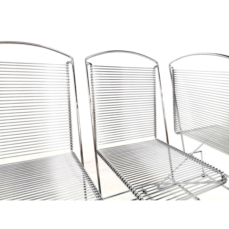 Set of 4 chromed steel wire vintage chairs by Till Behrens for Schlubach, Germany