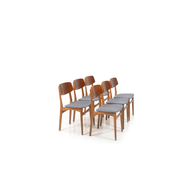 Set of 6 danish teak and oak vintage dining chairs