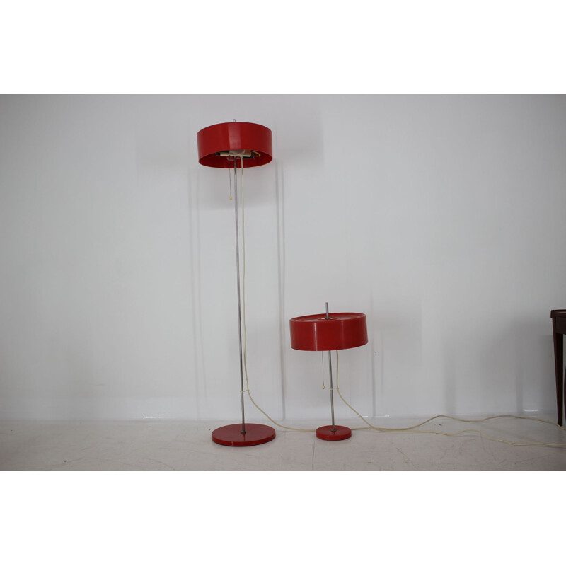Set of 2 red plastic vintage lamps, Czechoslovakia, 1960s