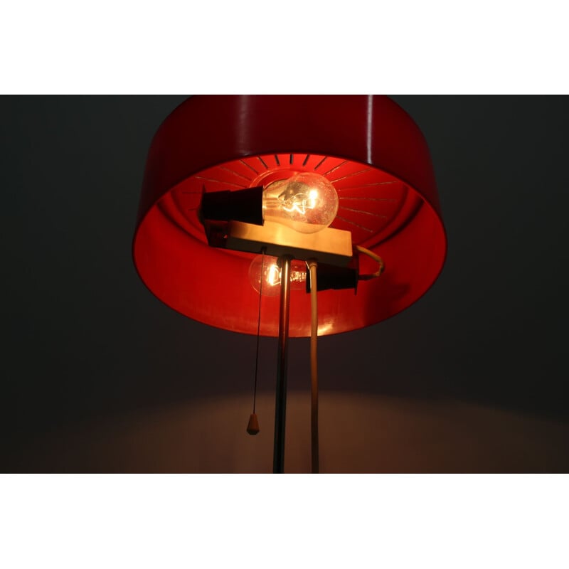 Set of 2 red plastic vintage lamps, Czechoslovakia, 1960s