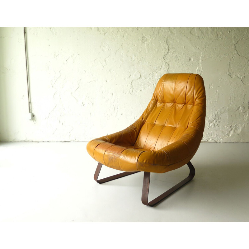 Vintage leather armchair by Percifal Lafer, 1960s
