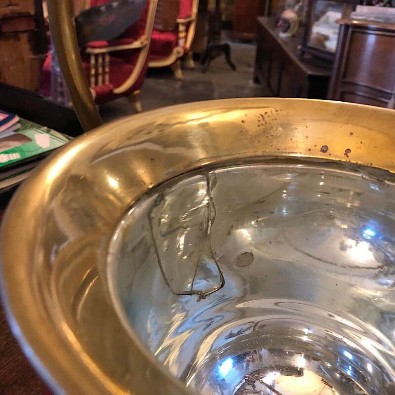 Modern Red Goatskin and Brass Ice Bucket, Mid-Century circa 1950