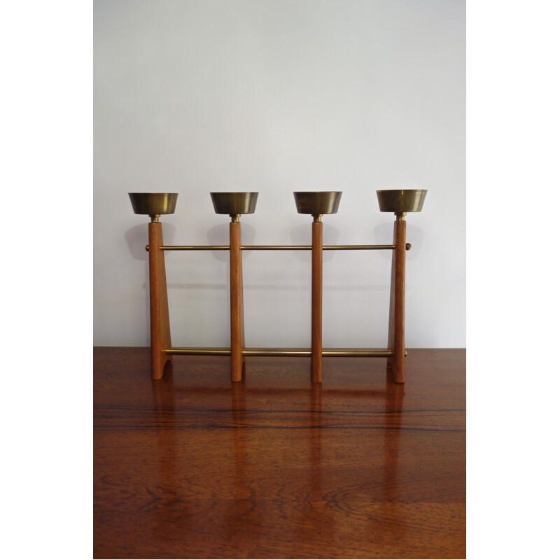 Italian teak candlestick vintage 1960