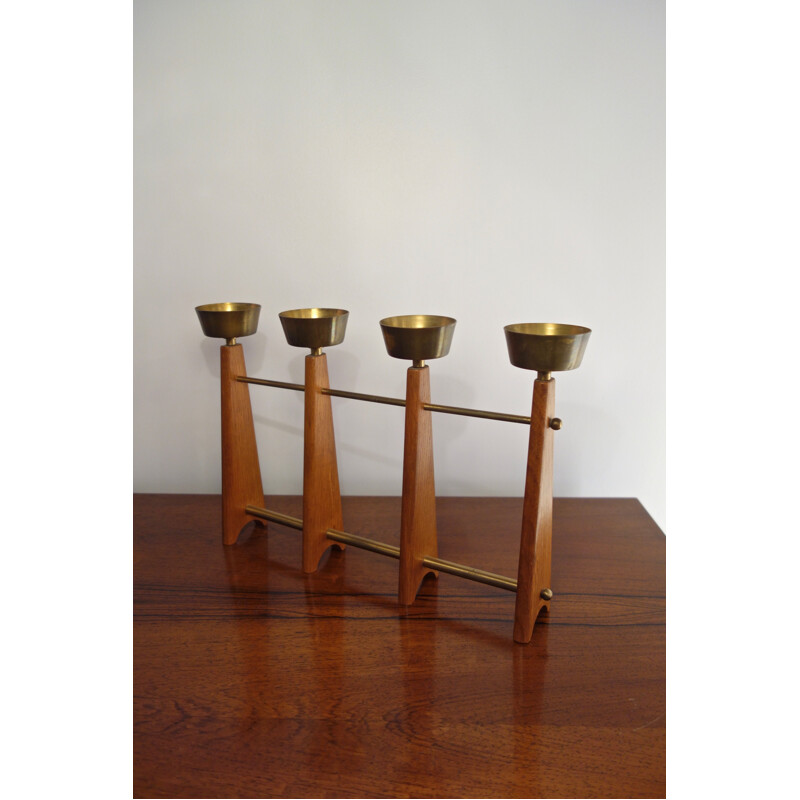 Italian teak candlestick vintage 1960