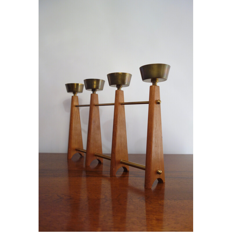 Italian teak candlestick vintage 1960