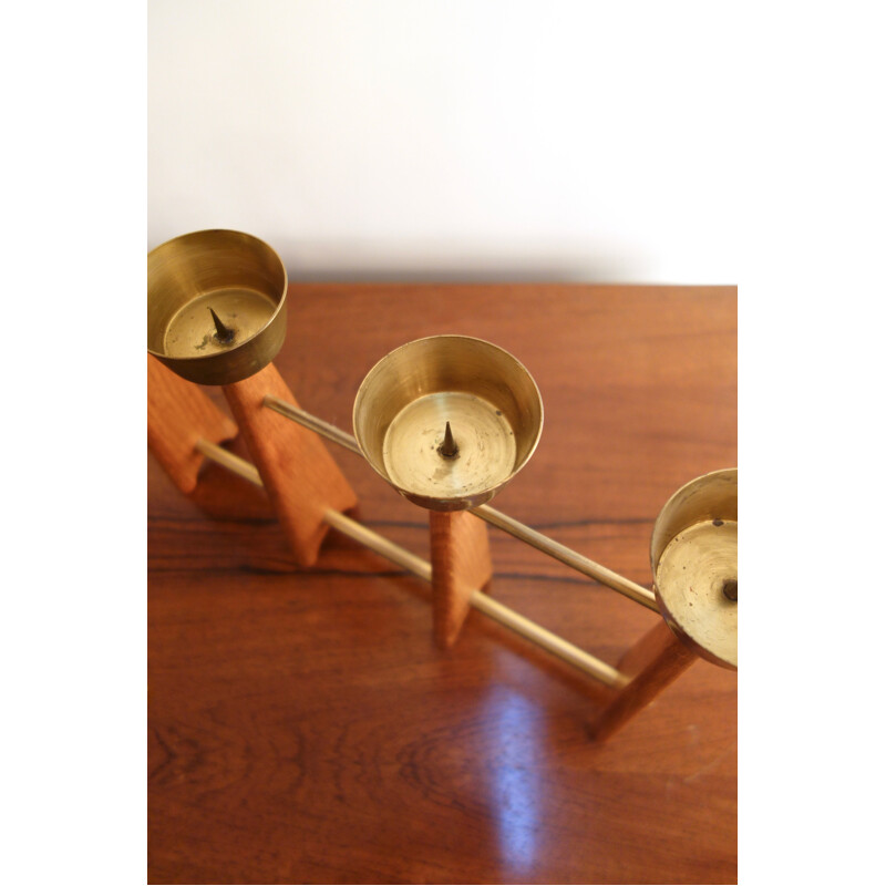 Italian teak candlestick vintage 1960