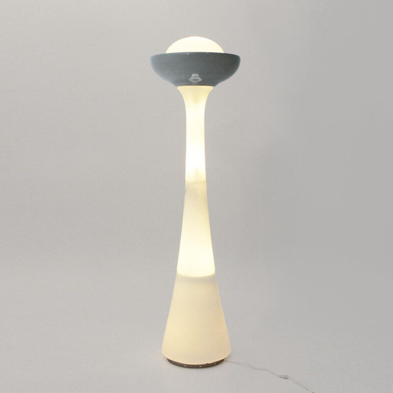 White and blue glass floor lamp by Carlo Nason for Selenova, 1960s