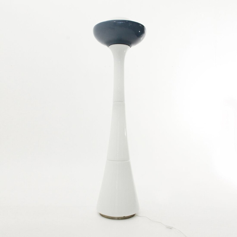 White and blue glass floor lamp by Carlo Nason for Selenova, 1960s