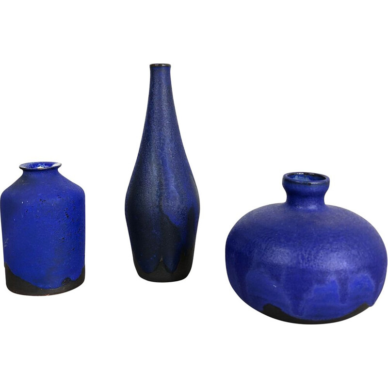 Ensemble de 3 vases vintage en céramique de studio par Gerhard Liebenthron, Allemagne 1960