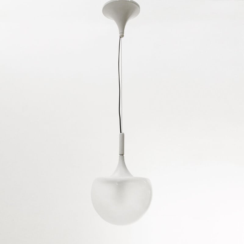 Lampe à suspension vintage blanche d'Elio Martinelli pour Martinelli, 1960