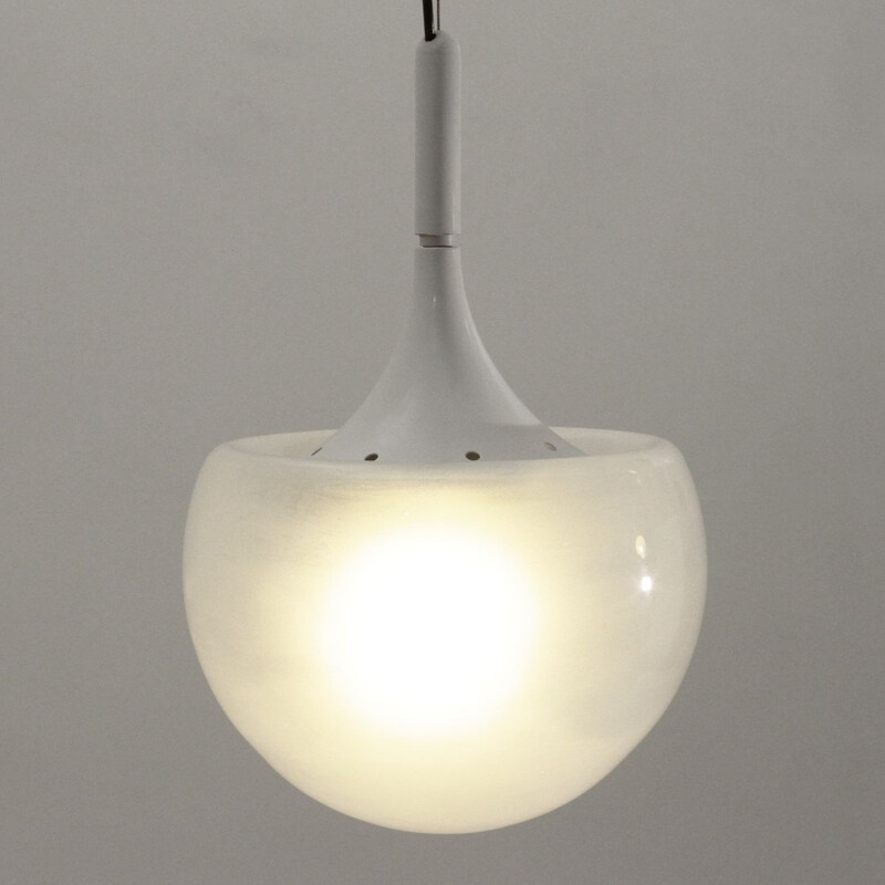 White pendant lamp by Elio Martinelli for Martinelli, 1960s