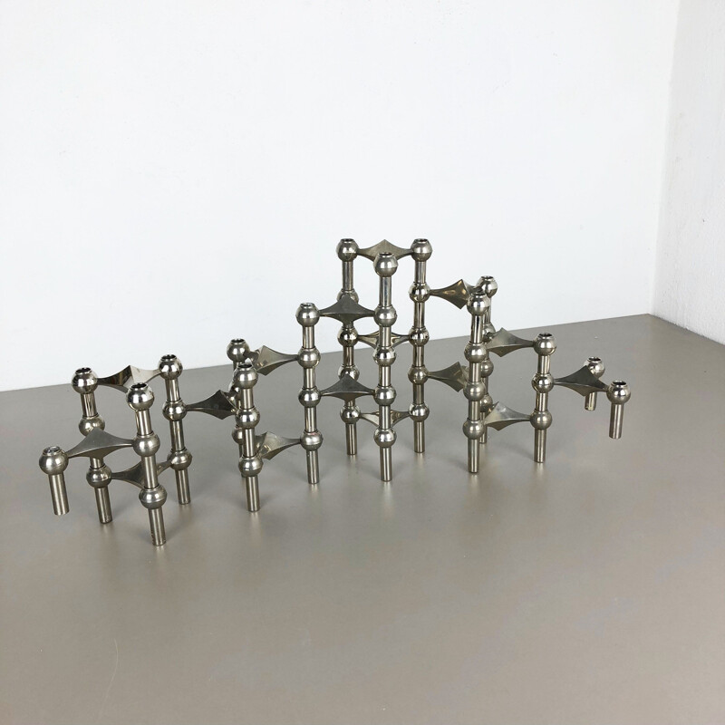 Set of 16 Vintage Sculptural BMF Nagel Caesar Stoffi Candleholder Germany, 1970s