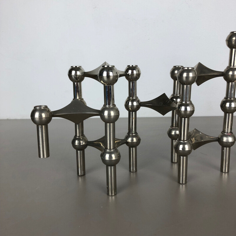 Set of 16 Vintage Sculptural BMF Nagel Caesar Stoffi Candleholder Germany, 1970s