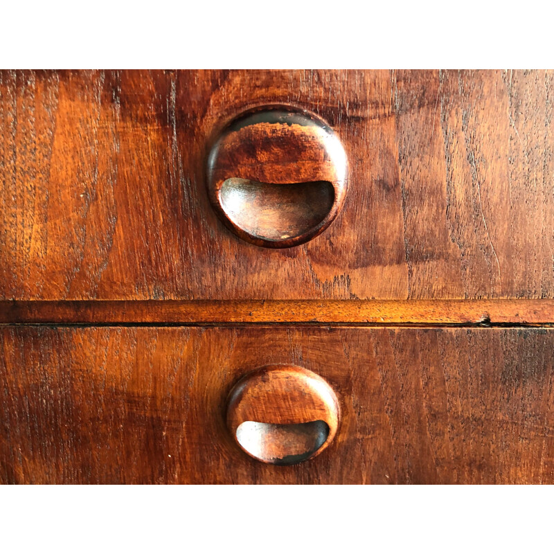 Danish teak desk, compass feet signed by Tibergaard 1960