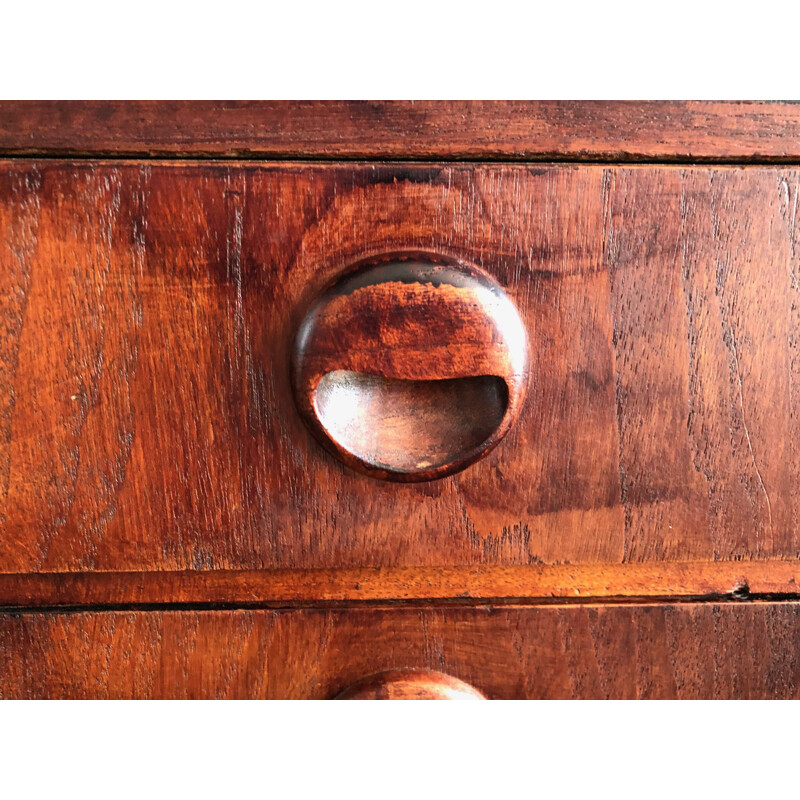 Danish teak desk, compass feet signed by Tibergaard 1960