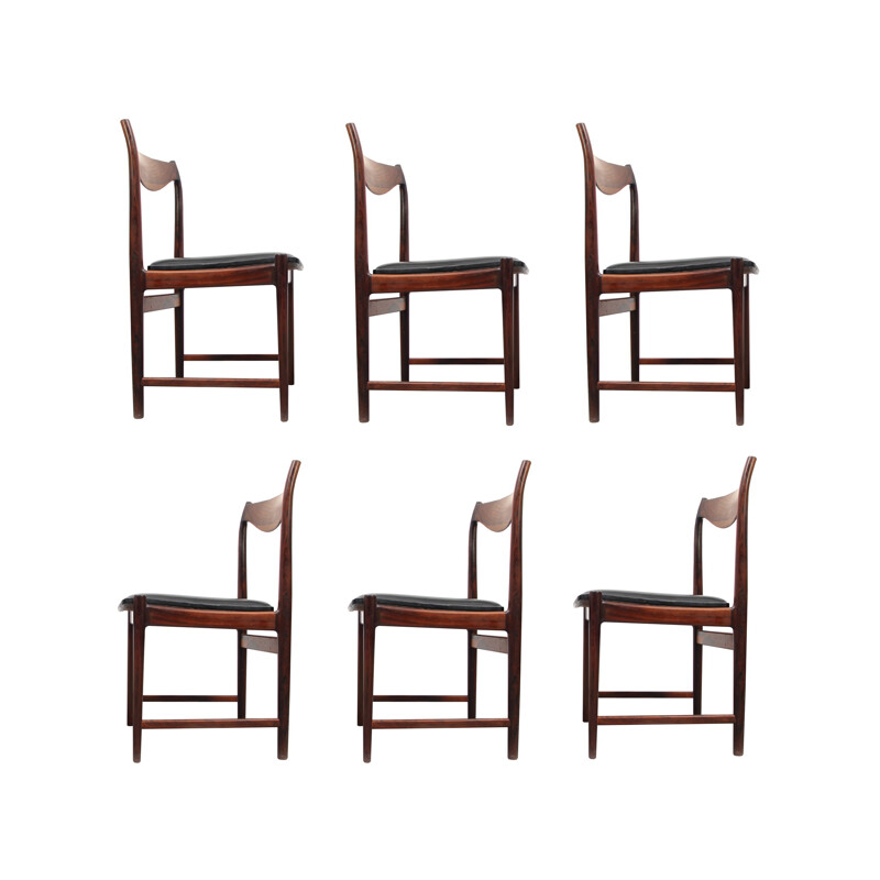 Set of six Scandinavian black chairs, Torbjorn AFDAL - 1960s