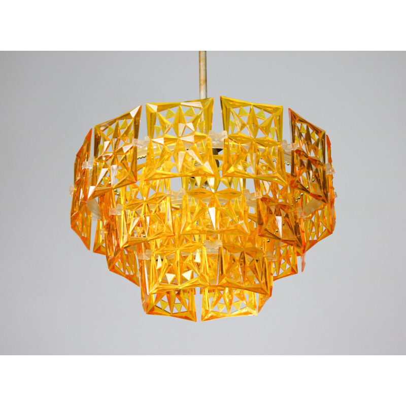 Lustre vintage en plastique orange