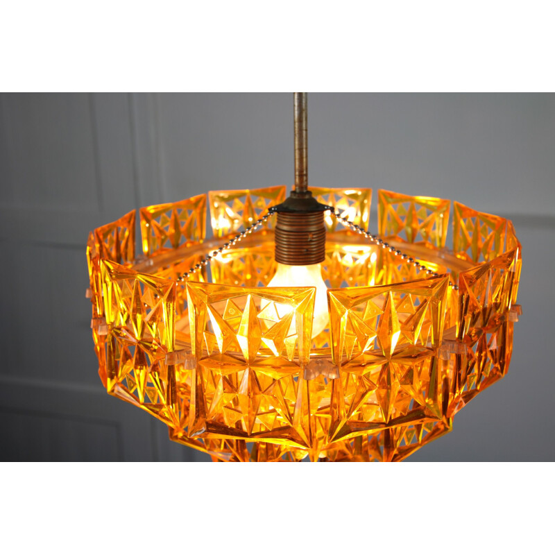 Lustre vintage en plastique orange