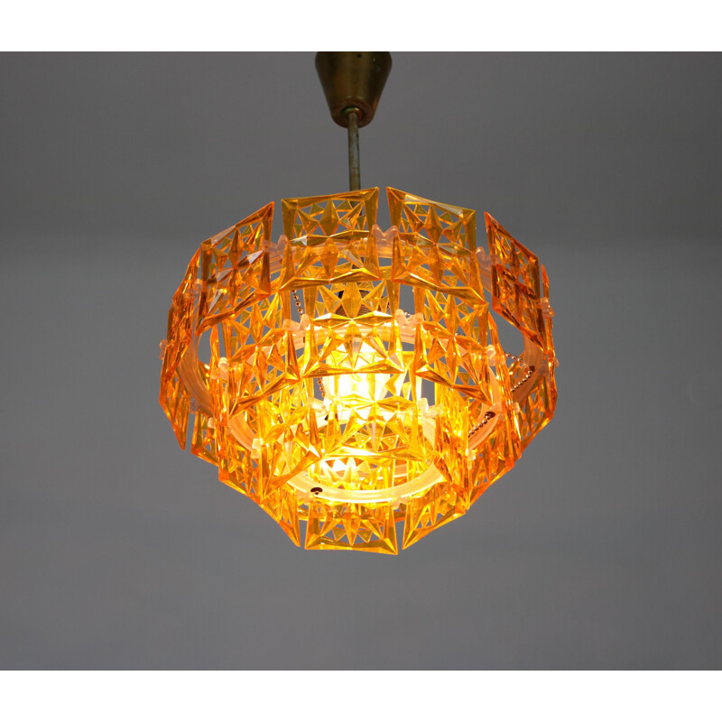 Lustre vintage en plastique orange