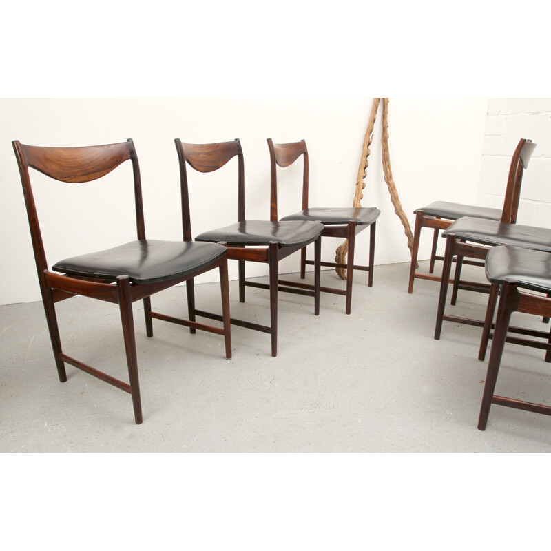 Suite de six chaises scandinaves noires, Torbjorn AFDAL - 1960