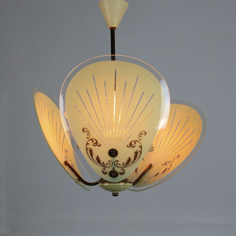 Vintage murano glass hanging lamp, 1950