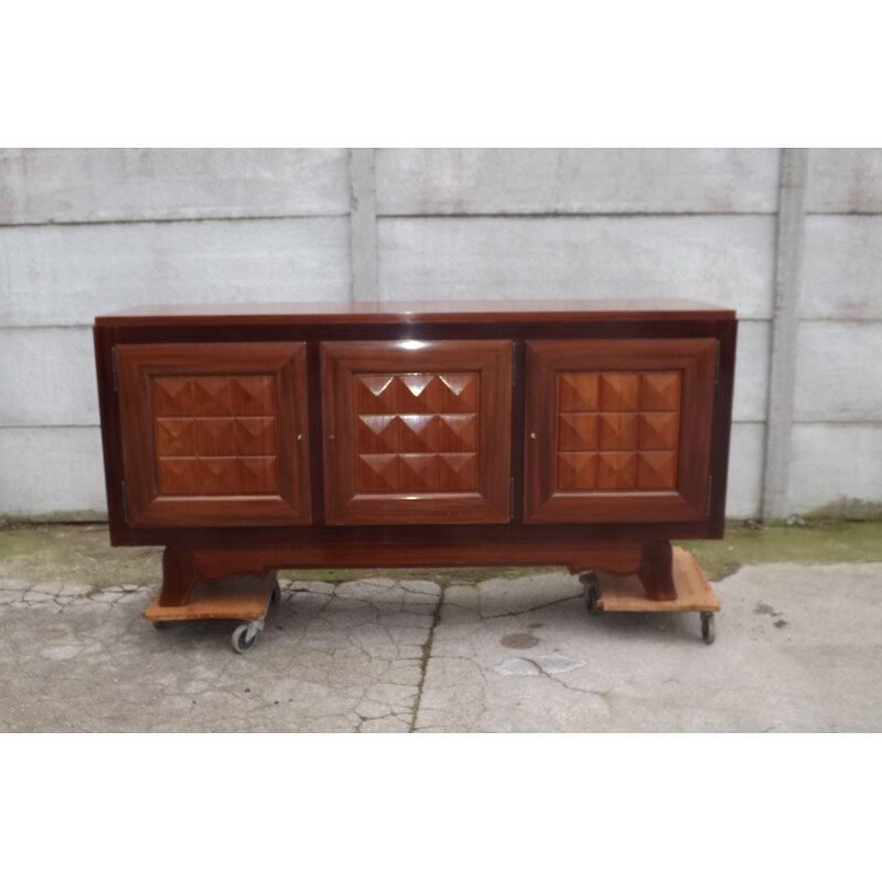 Vintage mahogany sideboard by Gaston Poisson, 1940s