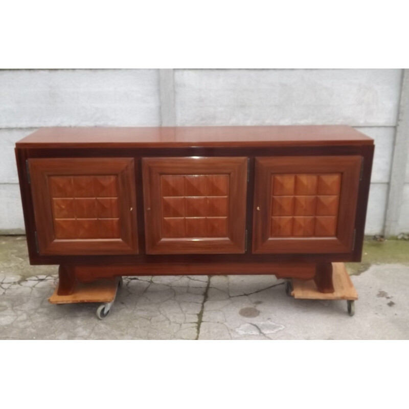 Vintage mahogany sideboard by Gaston Poisson, 1940s