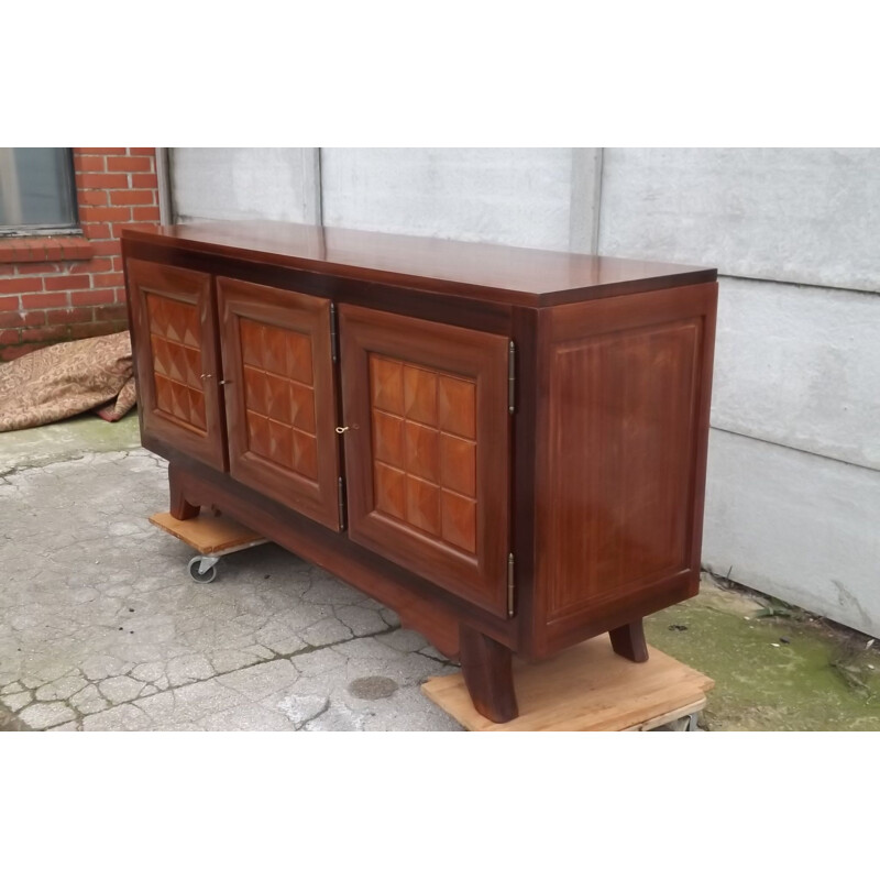 Vintage mahogany sideboard by Gaston Poisson, 1940s