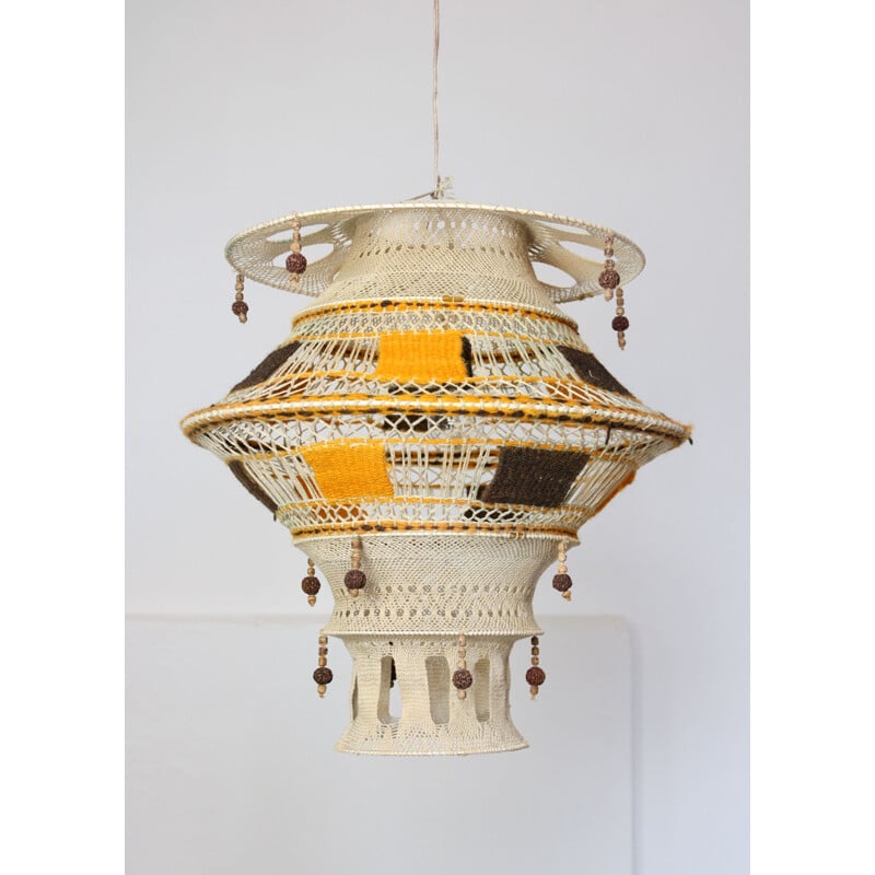 Large vintage macrame lamp, 1980s