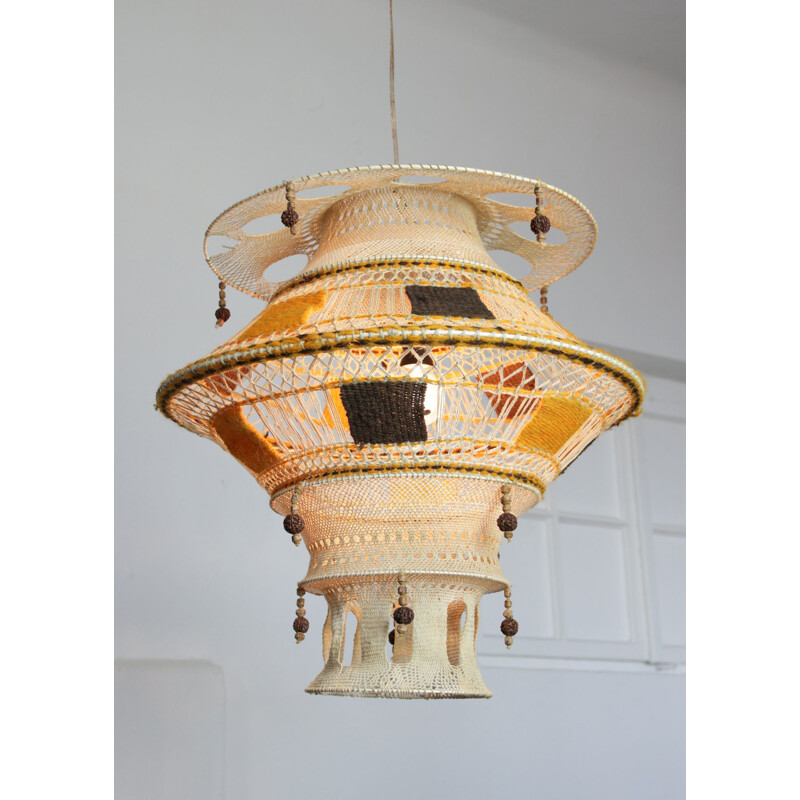 Large vintage macrame lamp, 1980s