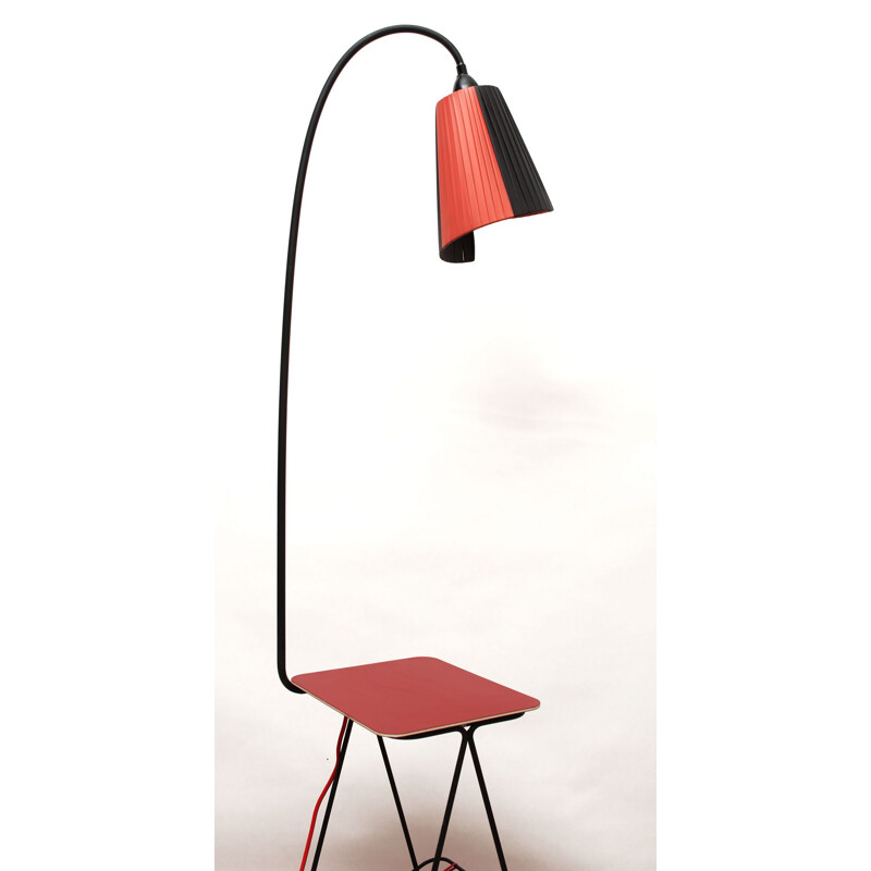 Vintage floor lamp in scoubidou and formica, France, 1950s