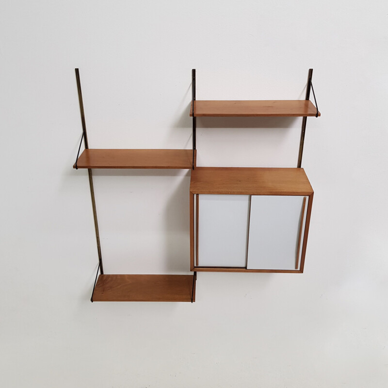 Vintage bookcase in light oak and brass, 1950