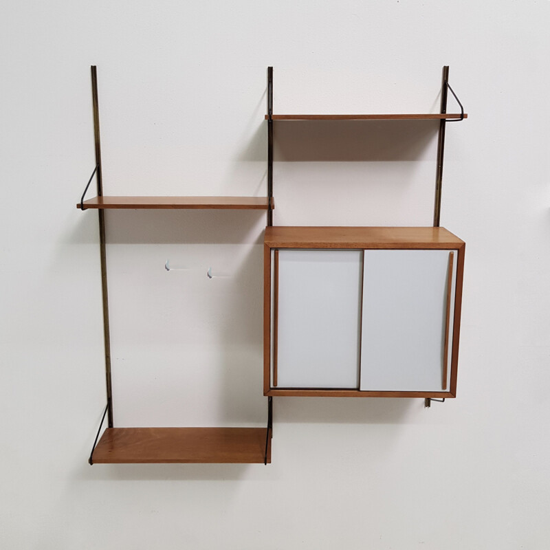 Vintage bookcase in light oak and brass, 1950