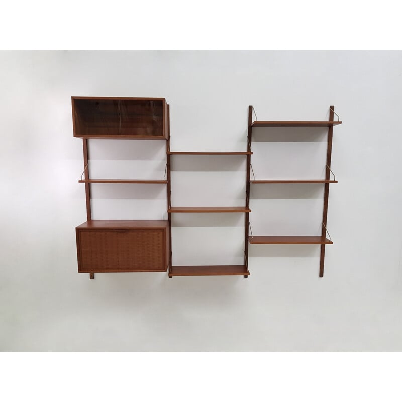 Teak wall bookcase Vintage poul cadovius for cado denmark