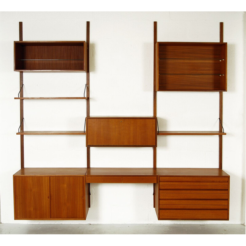 Modular Danish Royal System Teak Wall Unit Shelving by Poul Cadovius 1960s