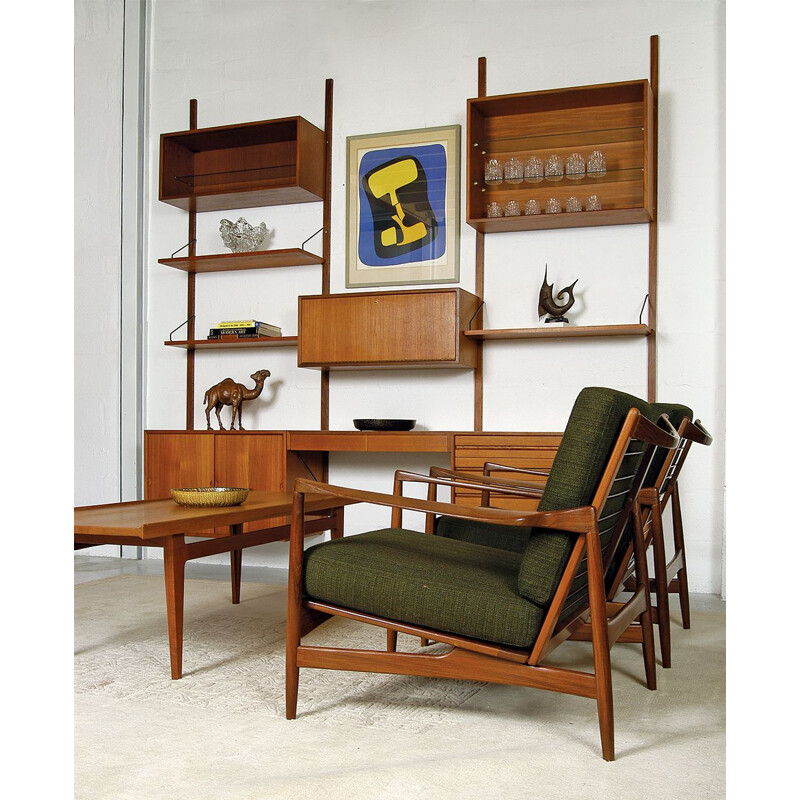 Modular Danish Royal System Teak Wall Unit Shelving by Poul Cadovius 1960s