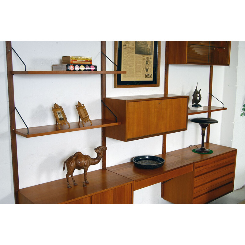 Modular Danish Royal System Teak Wall Unit Shelving by Poul Cadovius 1960s