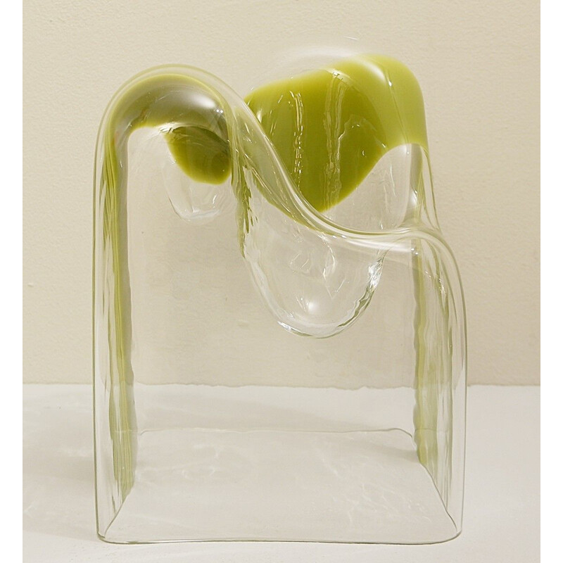 Vase Sculptural vintage en Verre de Murano par Carlo Nason Pour Mazzega, Italie 1970s