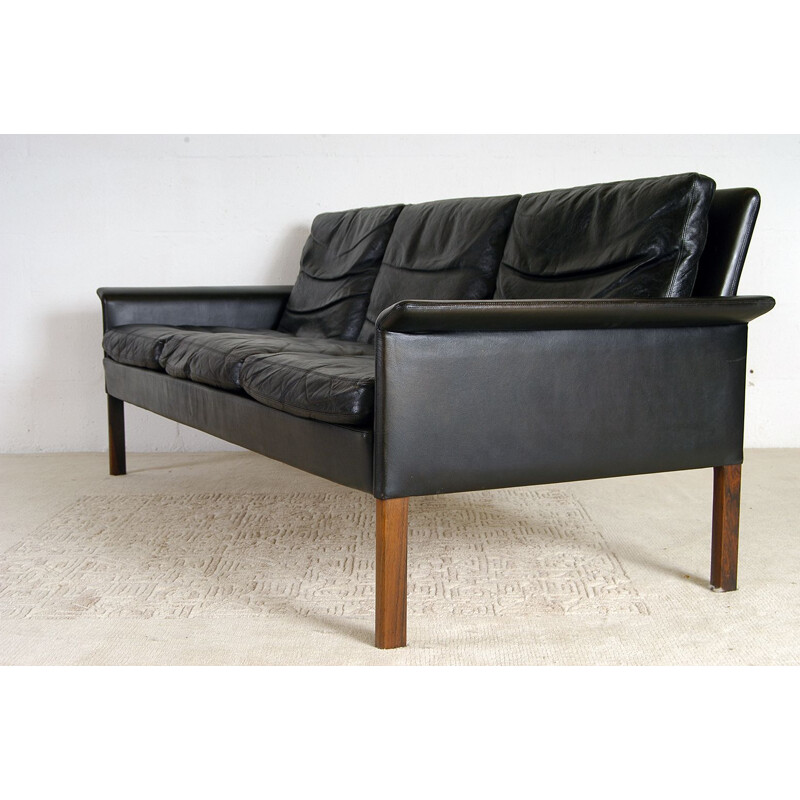 Danish Sofa Mid-Century Leather by Hans Olsen for Christian Sorensen 1960s