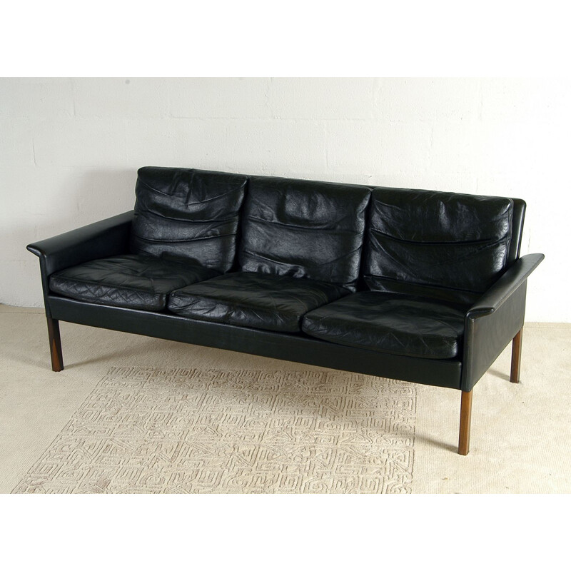 Danish Sofa Mid-Century Leather by Hans Olsen for Christian Sorensen 1960s