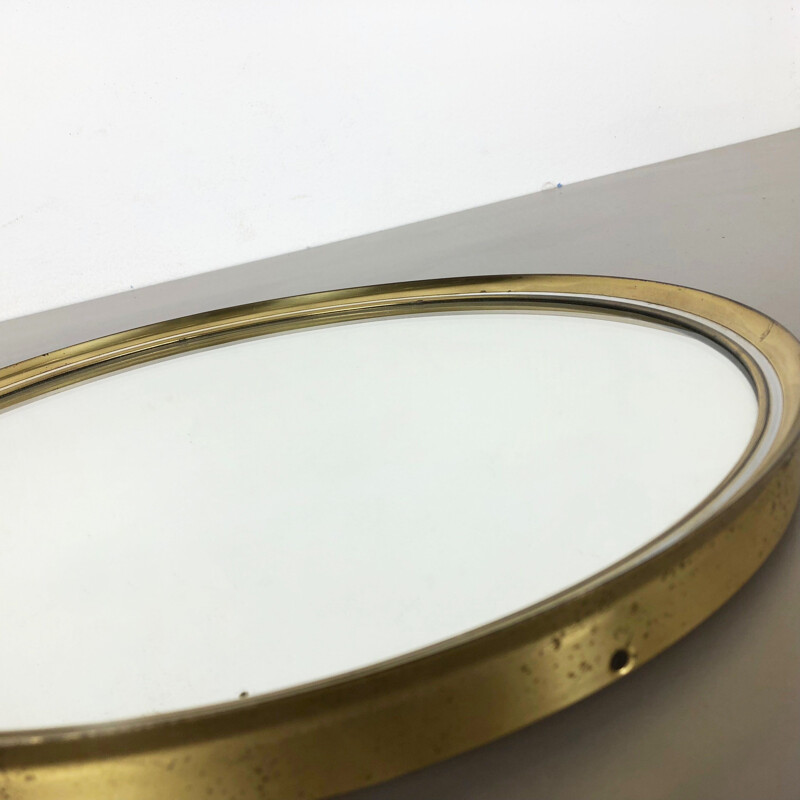 Original German Modernist Wall Brass Mirror Vereinigte Werkstätten München 1950s