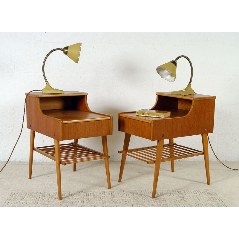 Paire de lampes de table vintage suédoises par EWA Varnarmo 1950